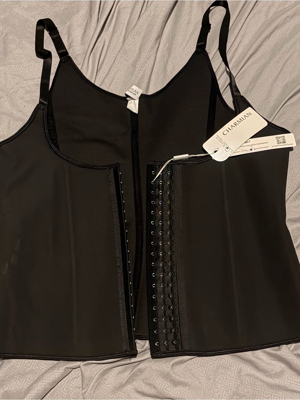 Charmian Black Front-Closure Shapewear Camisole